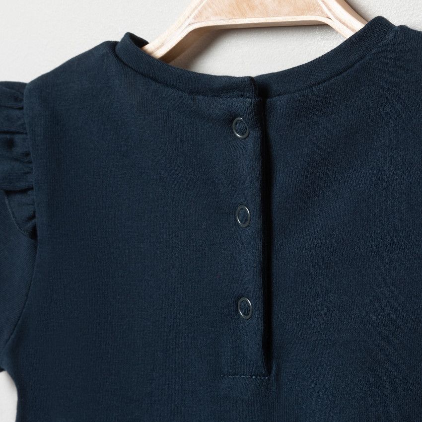 Robe en maille manches courtes effet 2-en-1 - Bleu marine