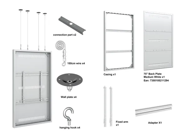 Multibrackets M Pro Series - Indelukke - for digitalt skiltepanel - ledning, medium - stål - hvid - skærmstørrelse: 75