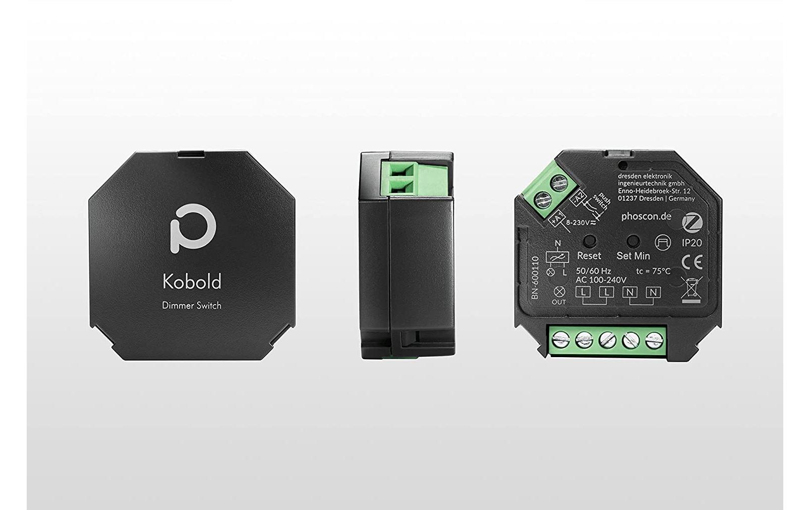 Phoscon Kobold Zigbee Dimmaktor 400 WUnterputz Dimmaktor, Smart Dimmer, Zigbee Dimmer, Phasenabschnitt Dimmer