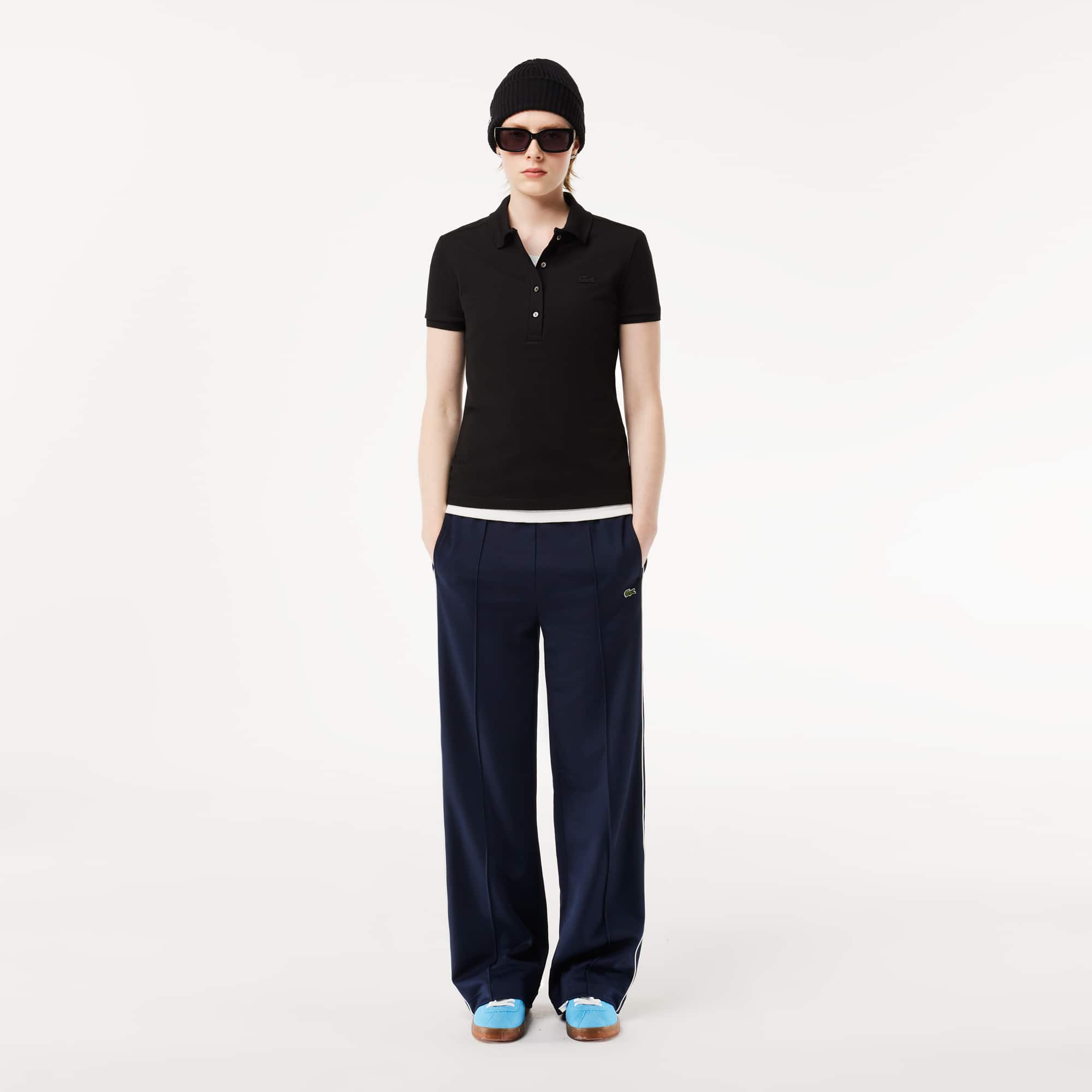 Polo L.12.D slim fit en mini piqué stretch Manches Courtes - Noir - Lacoste - Femme