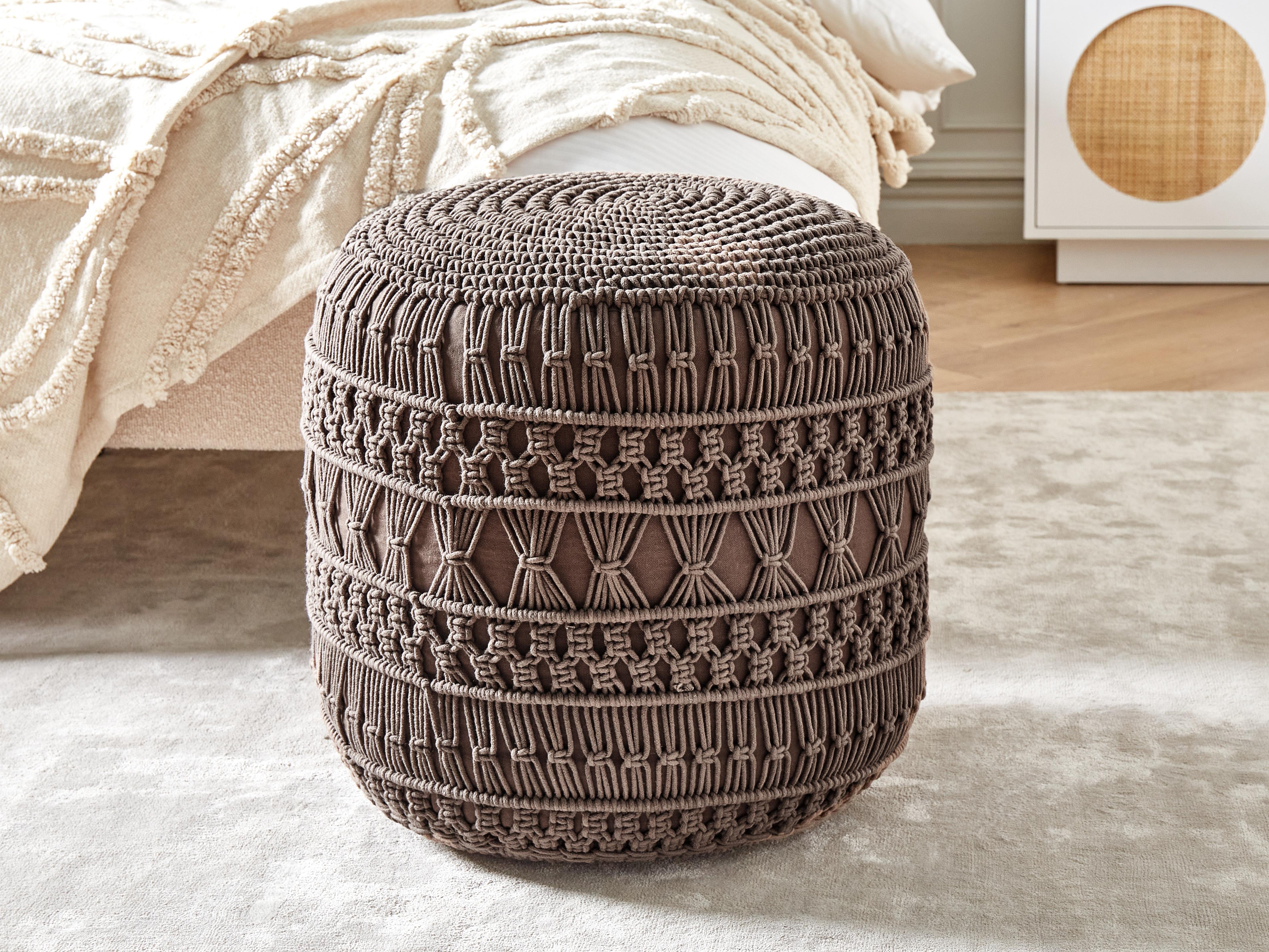 Poef Macramé THAKOT Katoen Bruin