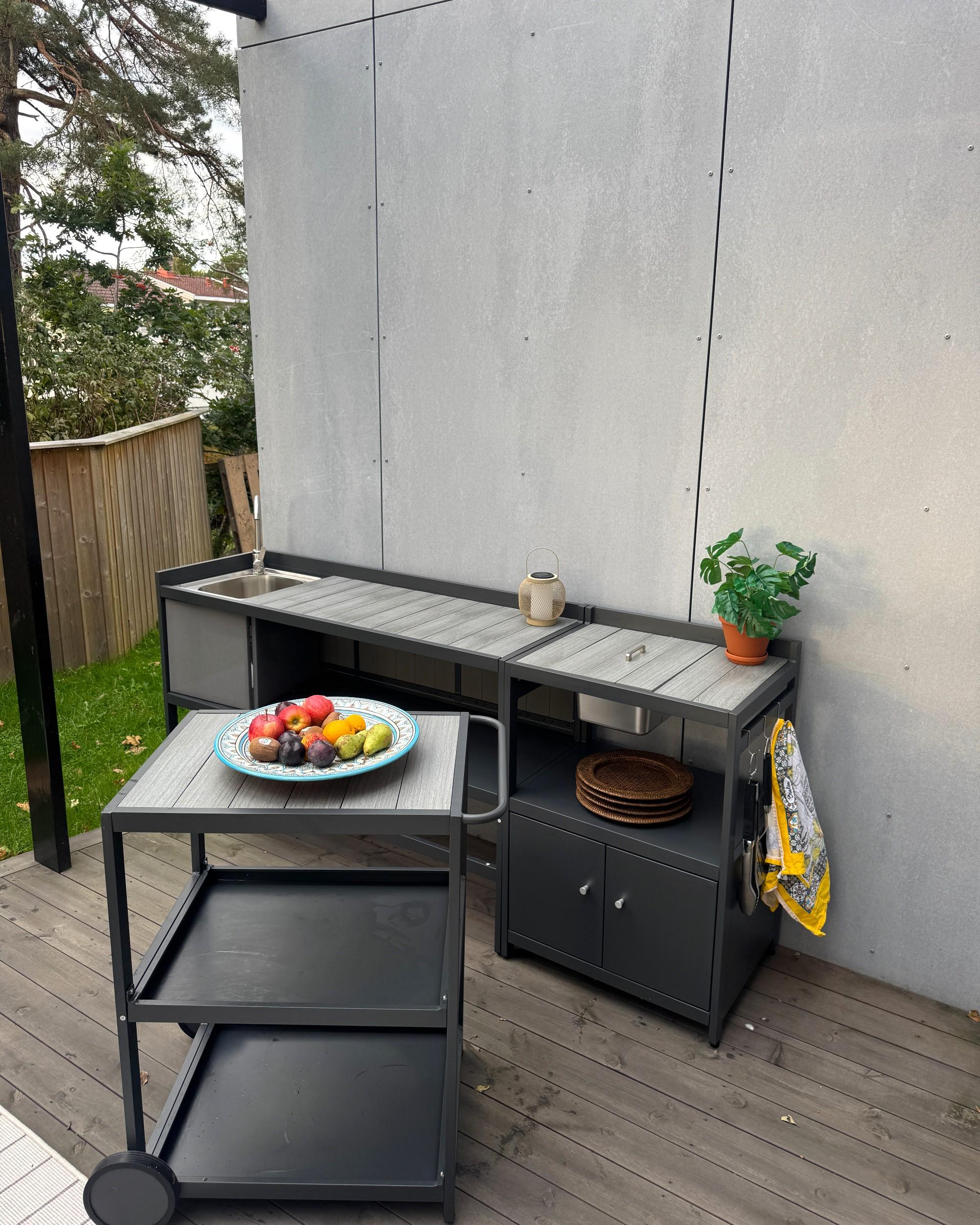 Tuin keukenset met spoelbak ORTISEI Metaal Grafietgrijs