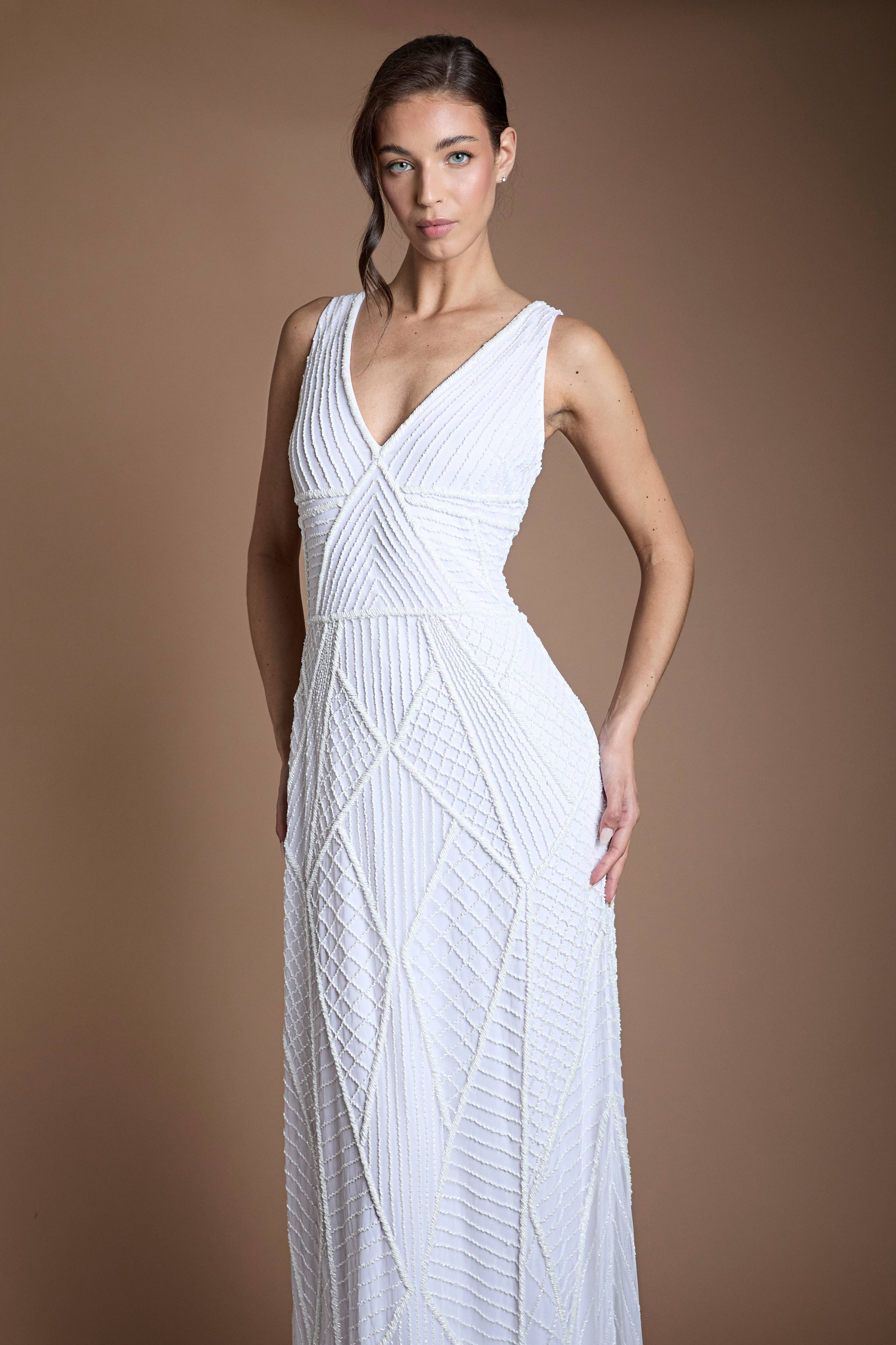 Coast Robe De Mariée Maxi À Perles Géométriques