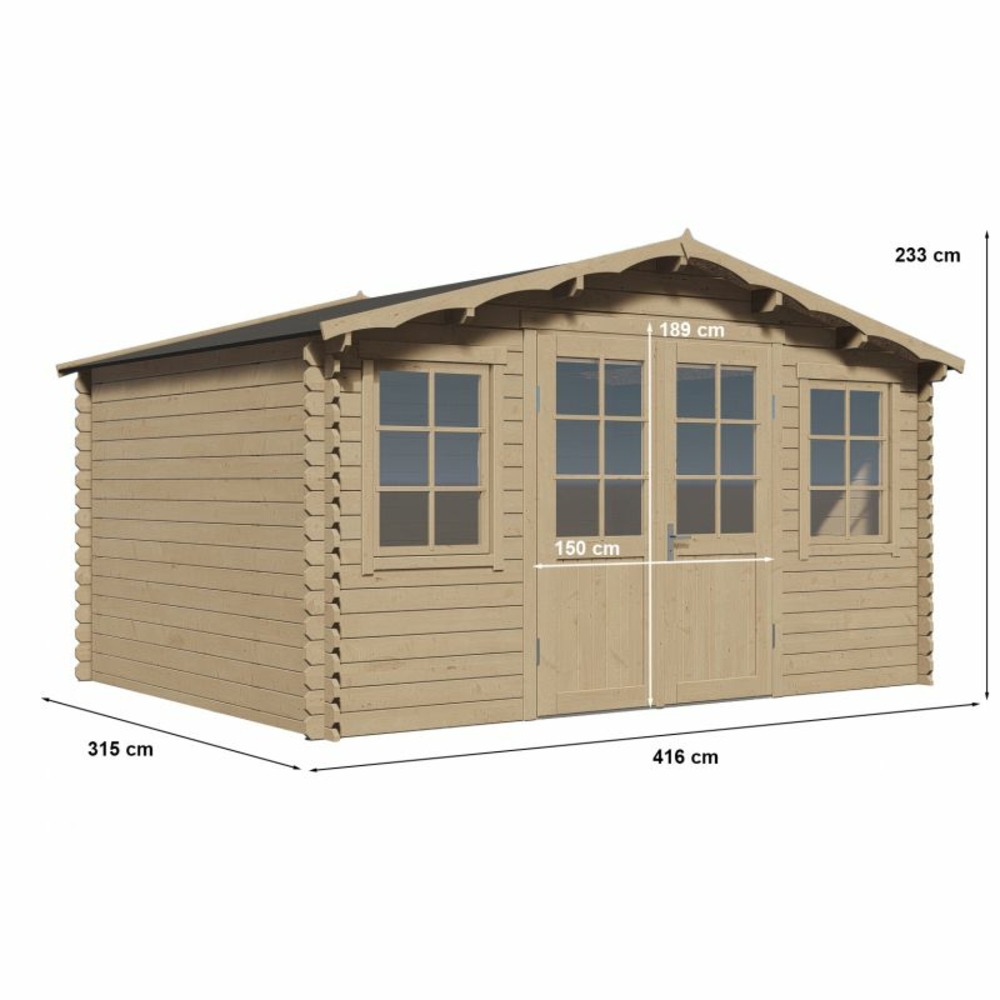 Abri de jardin tignes de 13 m² en bois de pin et d'épicéa ép. 25 mm