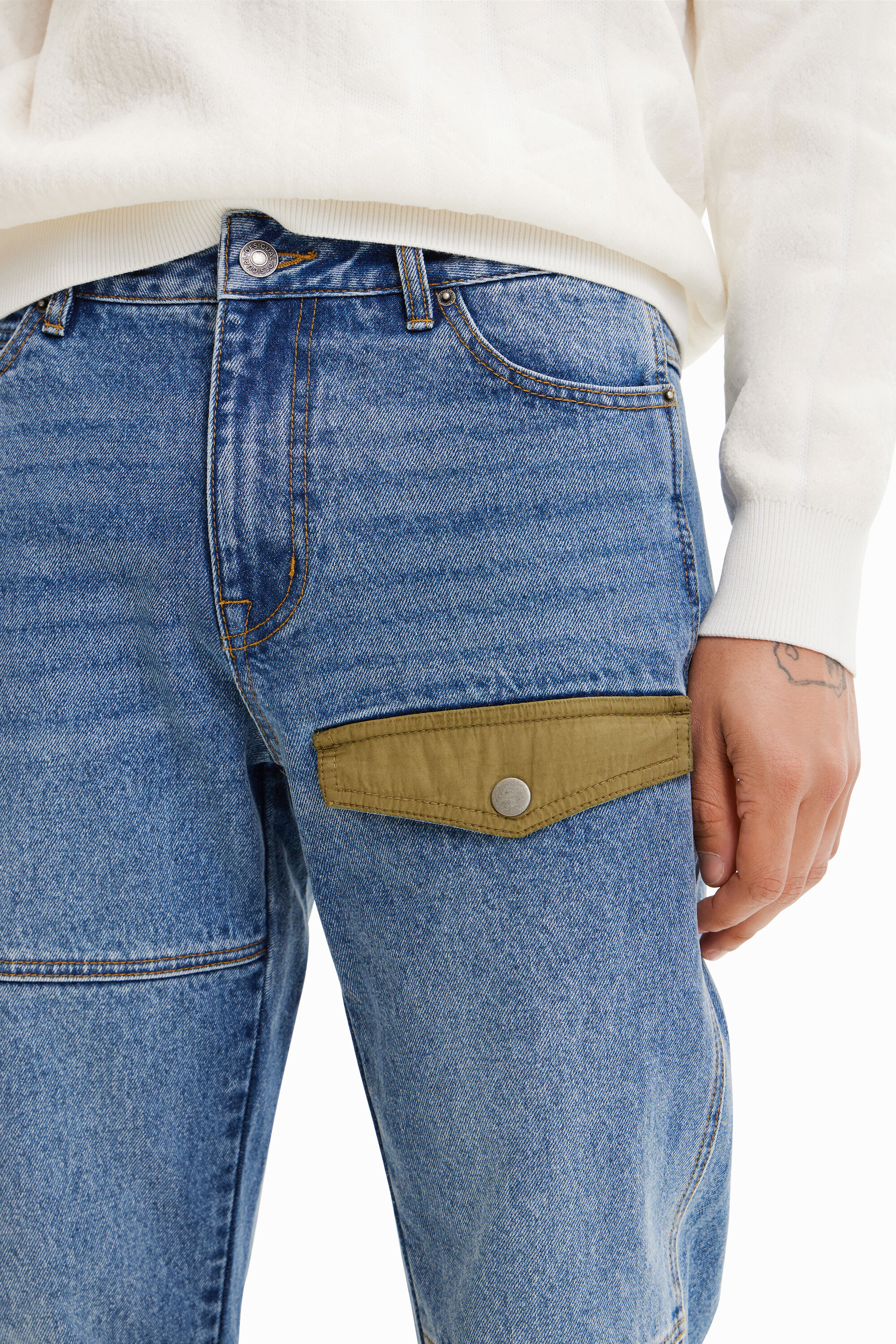Jean droit patchwork