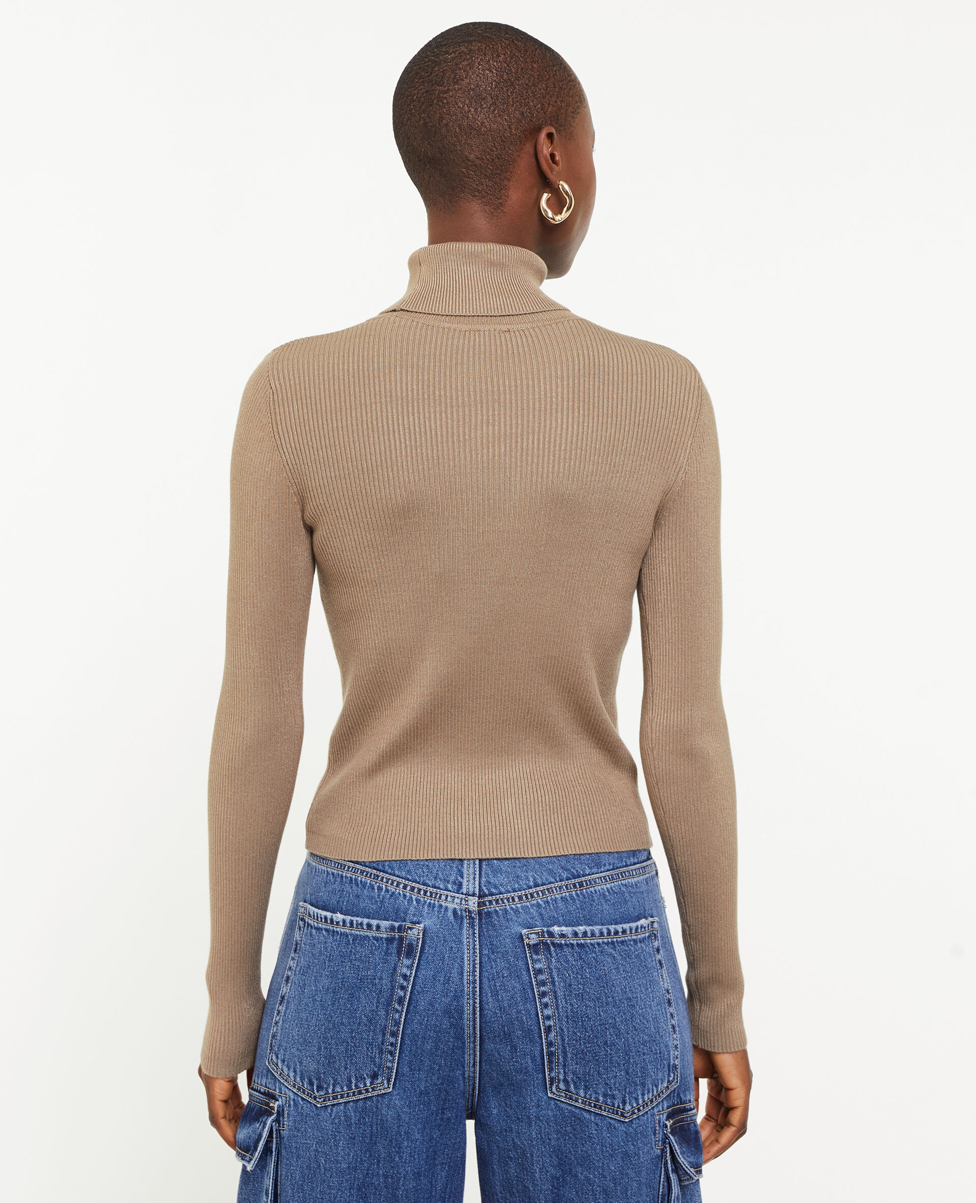 Pull à col roulé court - Taupe