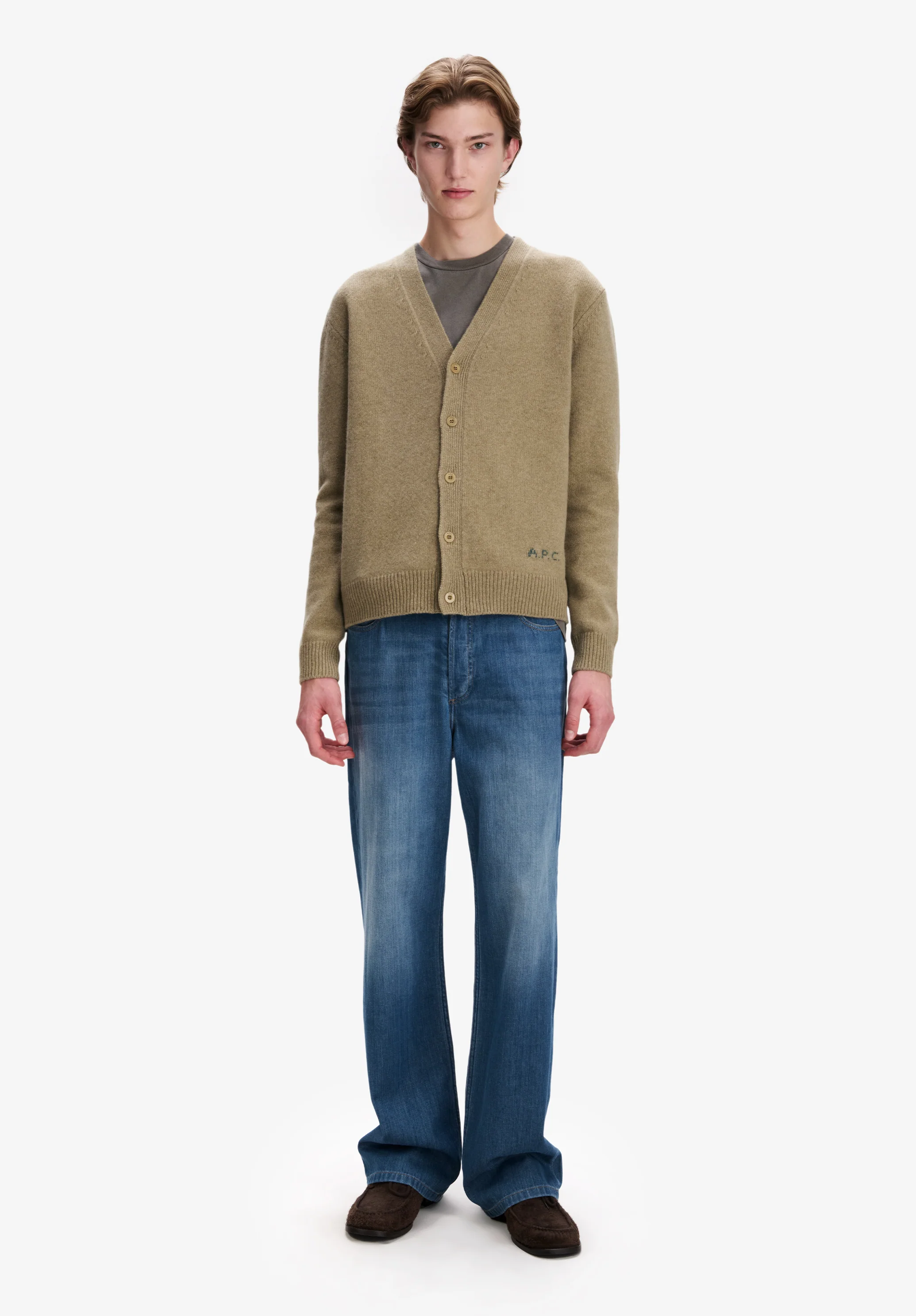 Cardigan en laine beige - Beige chine