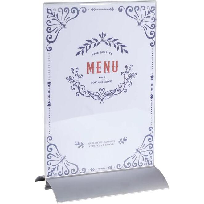 Porte-visuel vertical pied aluminium A4 - Cristal