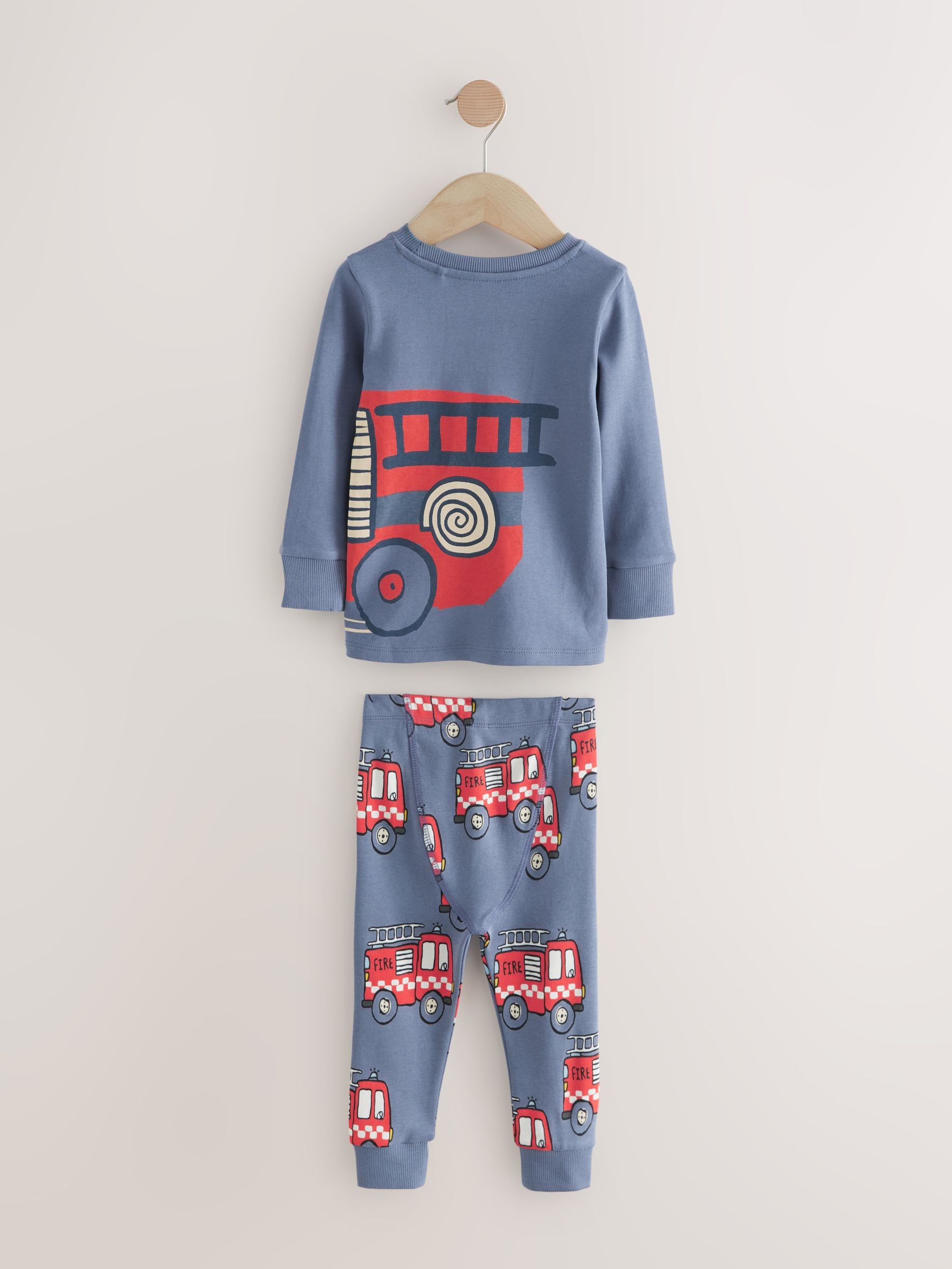 Rood/ blauw met hulpverleningsvoertuig - Mini Knusse Pyjama's 3 Set (9mnd-10jr)