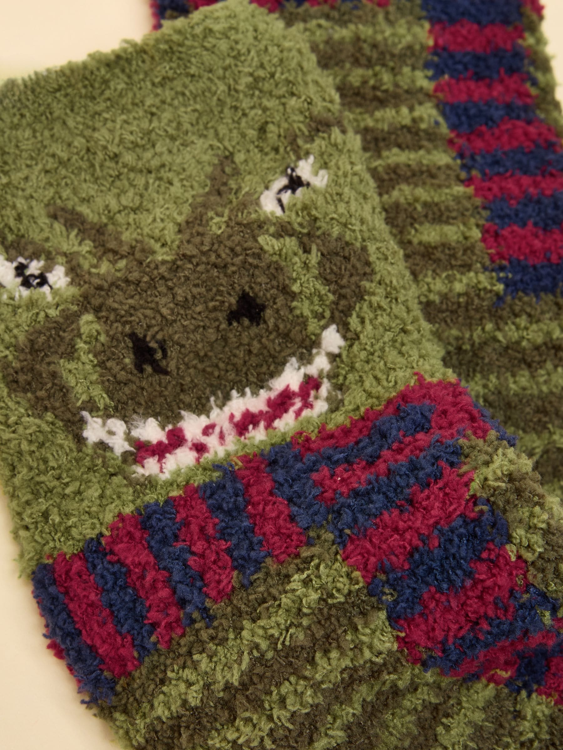 Groen dinosaurus - Joules Kids' Fluffy Socks