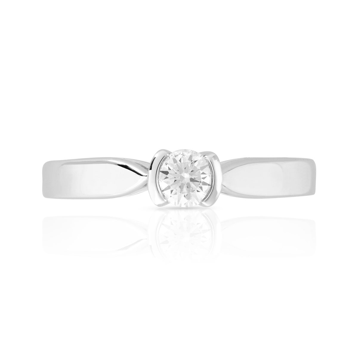 Solitaire or blanc 750 diamant 0.20 carat H/P1