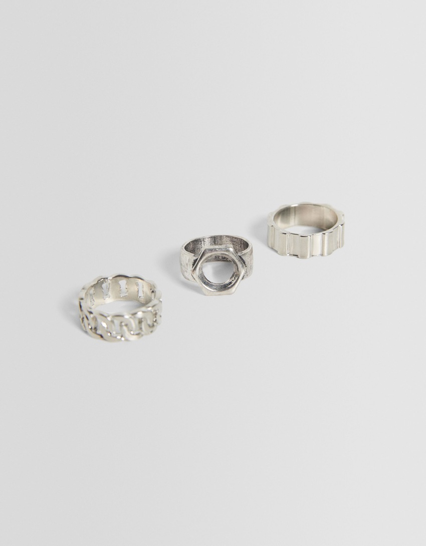 Conjunto de 3 anéis tipo porca