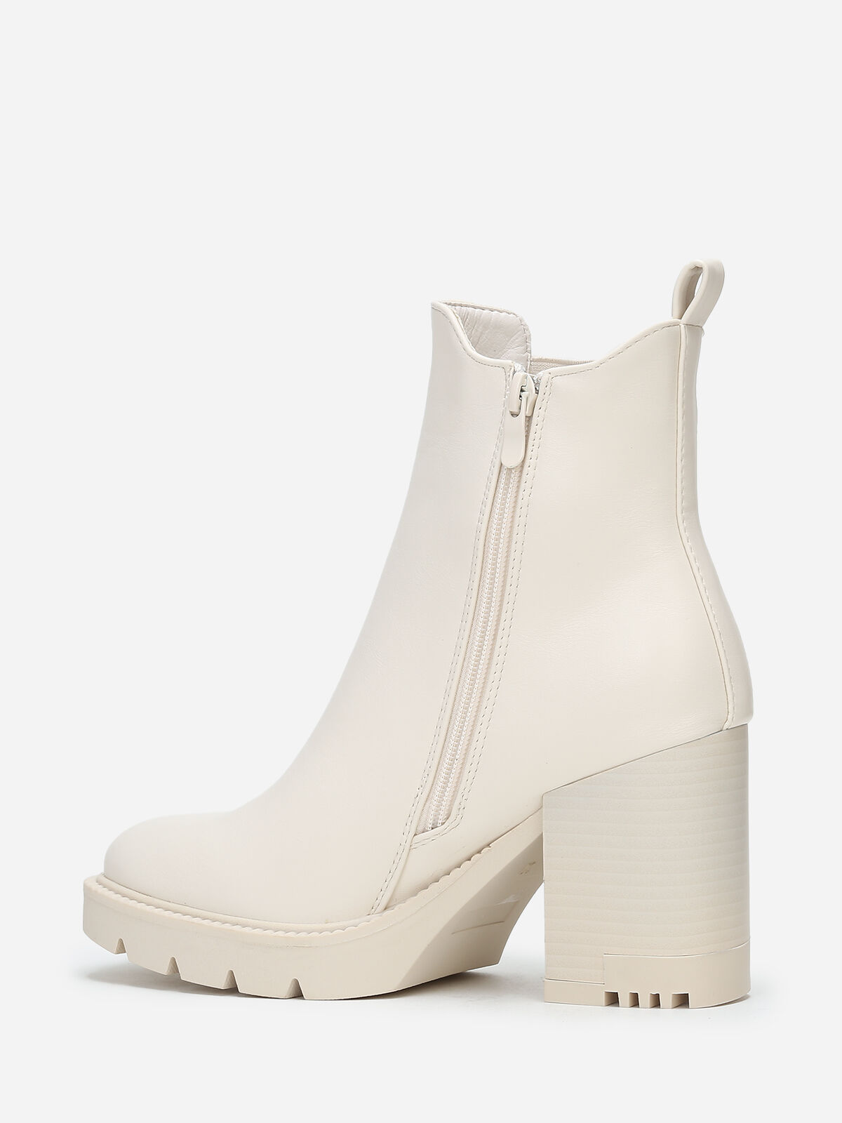 Bottines Chelsea à talon cranté- Beige