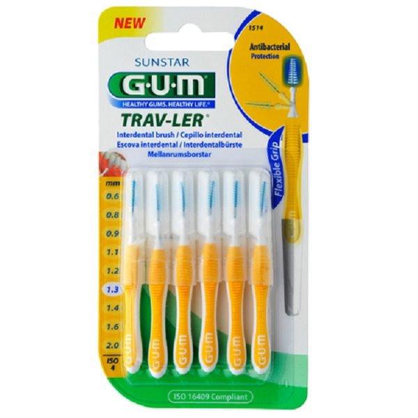 GUM Trav-Ler<br>6 Stück, 1.3mm, ISO 4 conic gelb