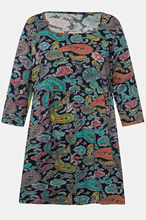 Longshirt, Paisley, Carree-Ausschnitt, 3/4-Arm