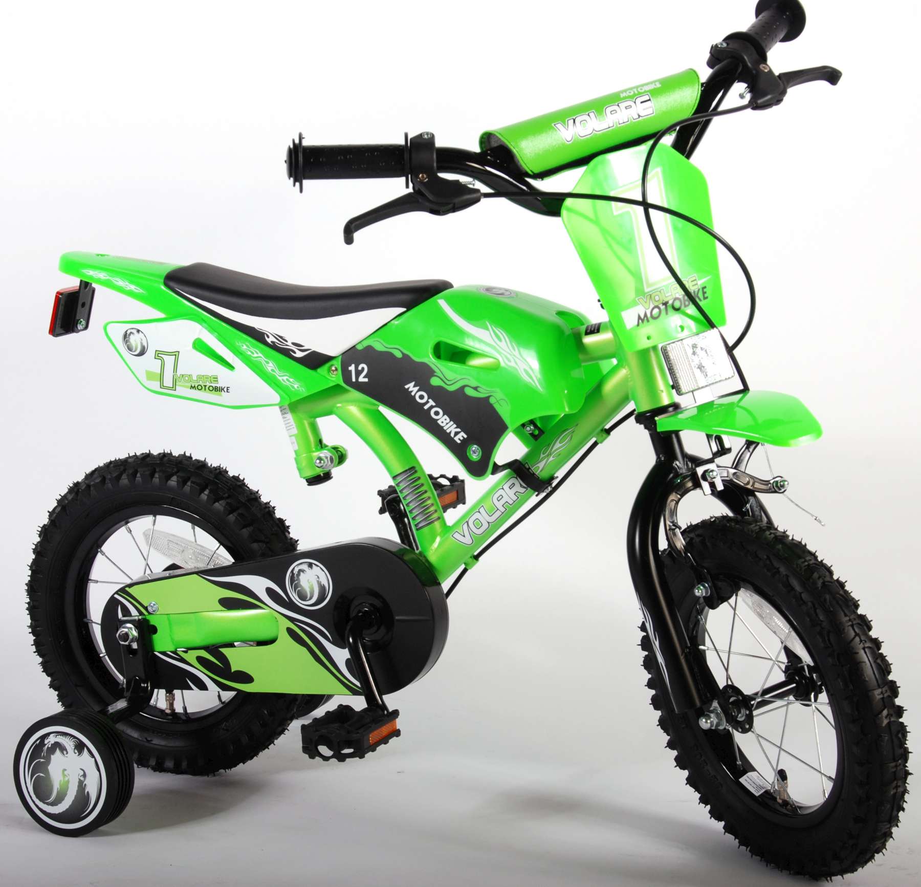 Kinderfahrrad Motorrad für Jungen 12 Zoll Kinderrad in Grün
