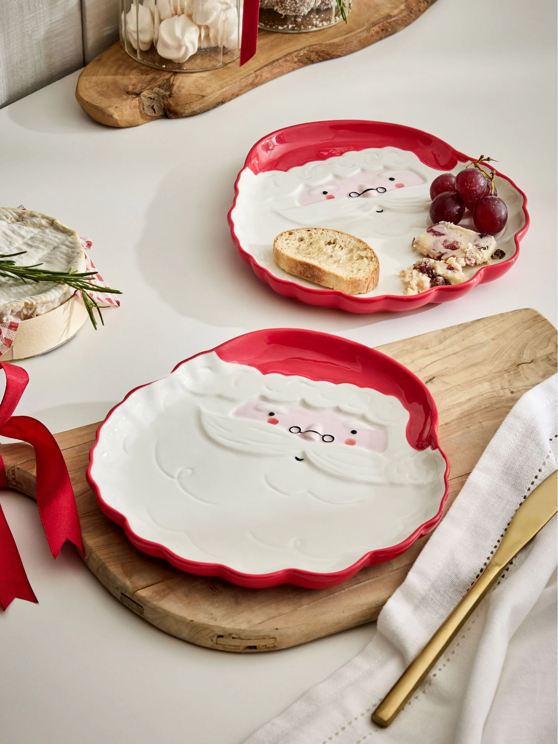 Set van 2 kerstbijgerechtborden met kerstman
