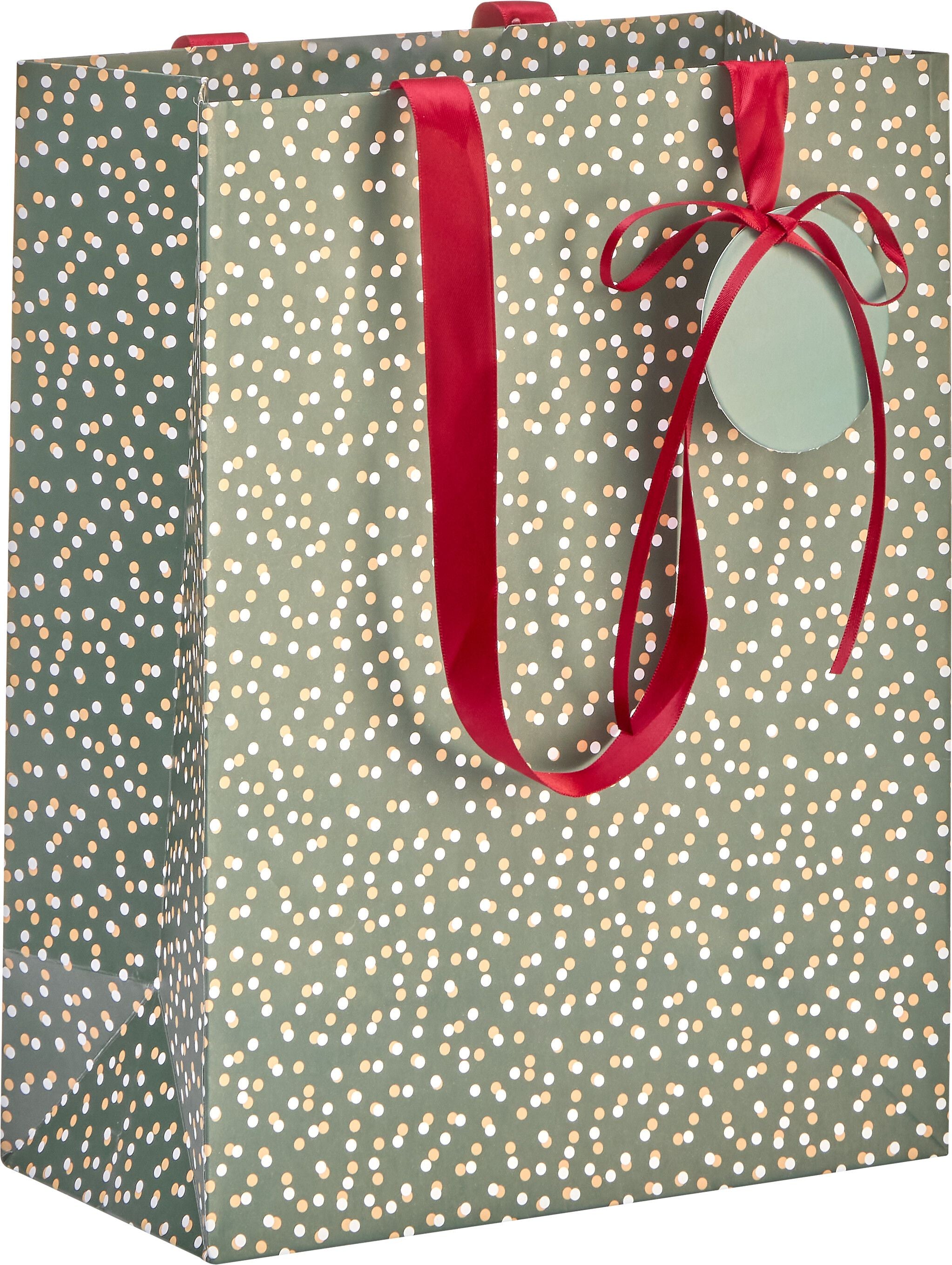 LITTLE DOTS Geschenktasche - Grün / B: 23 cm x T: 12 cm x H: 30 cm