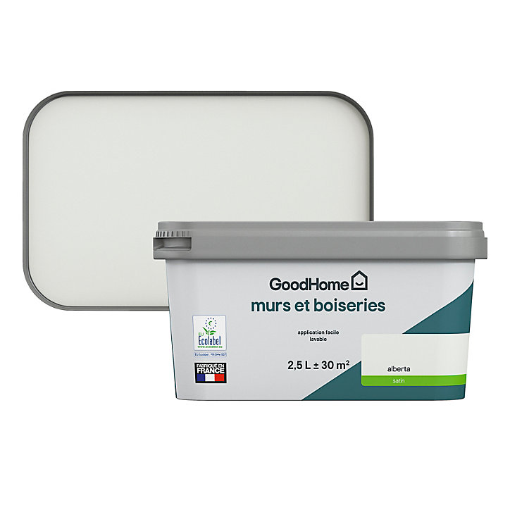 Peinture intérieure couleur Murs et boiseries GoodHome Alberta blanc 2,5L