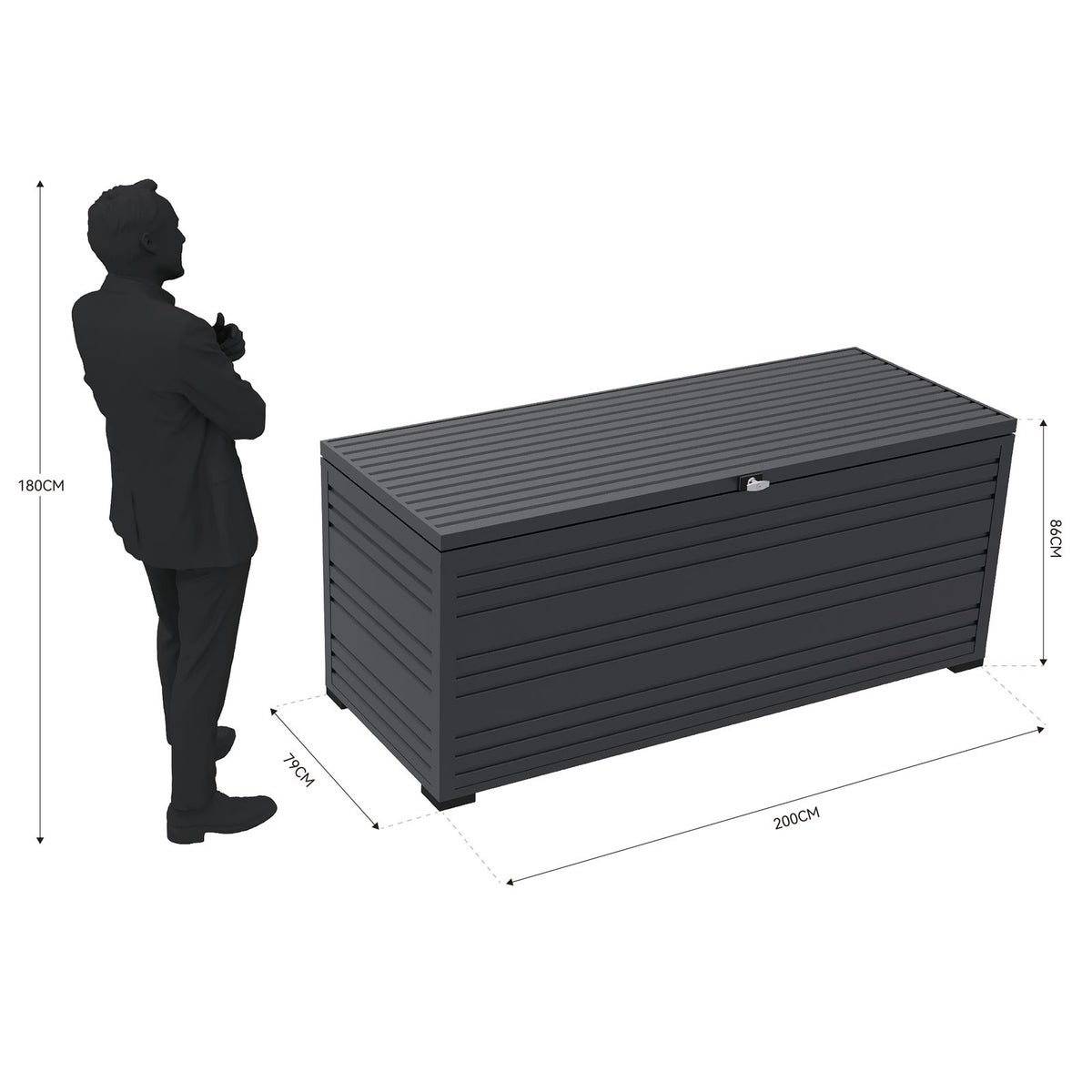Willow aluminium tuinbox: robuuste 1318L opbergoplossing | 200 x 86 x 79 cm