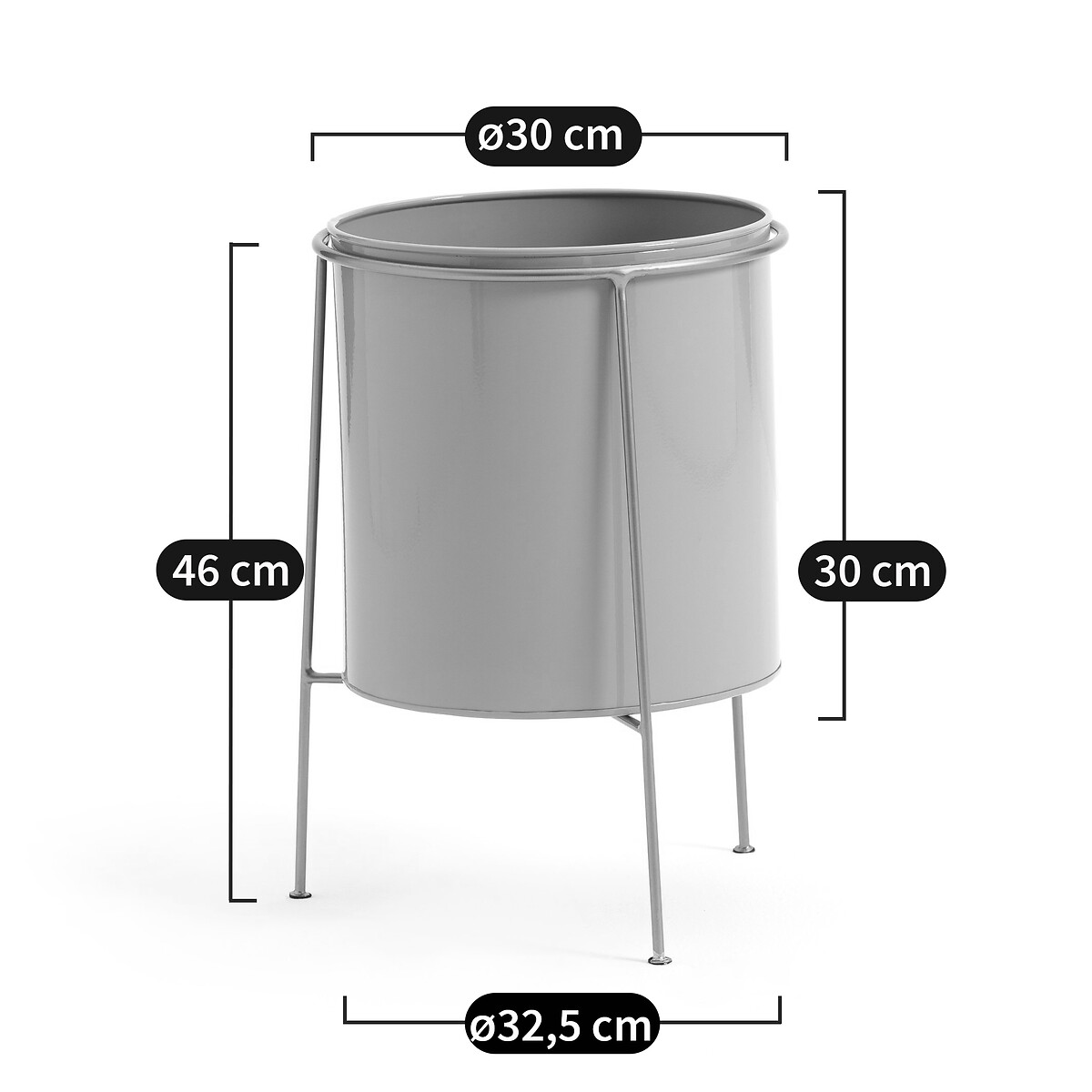 LA REDOUTE INTERIEURS<br>Vaso de flores com pé em metal pintado Ø30 cm, INAYA