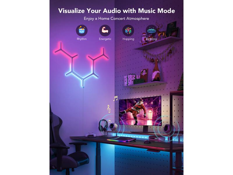 Govee Panelleuchte Y-Leuchten Glide, 7 Stück, RGBIC, Wi-Fi LED Lichtpaneele