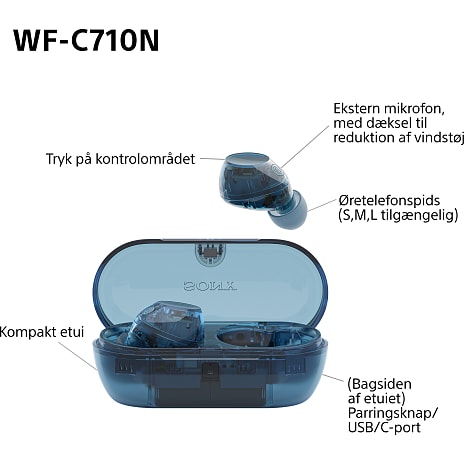 Sony WF-C710N trådløse in-ear høretelefoner - Glass Blue