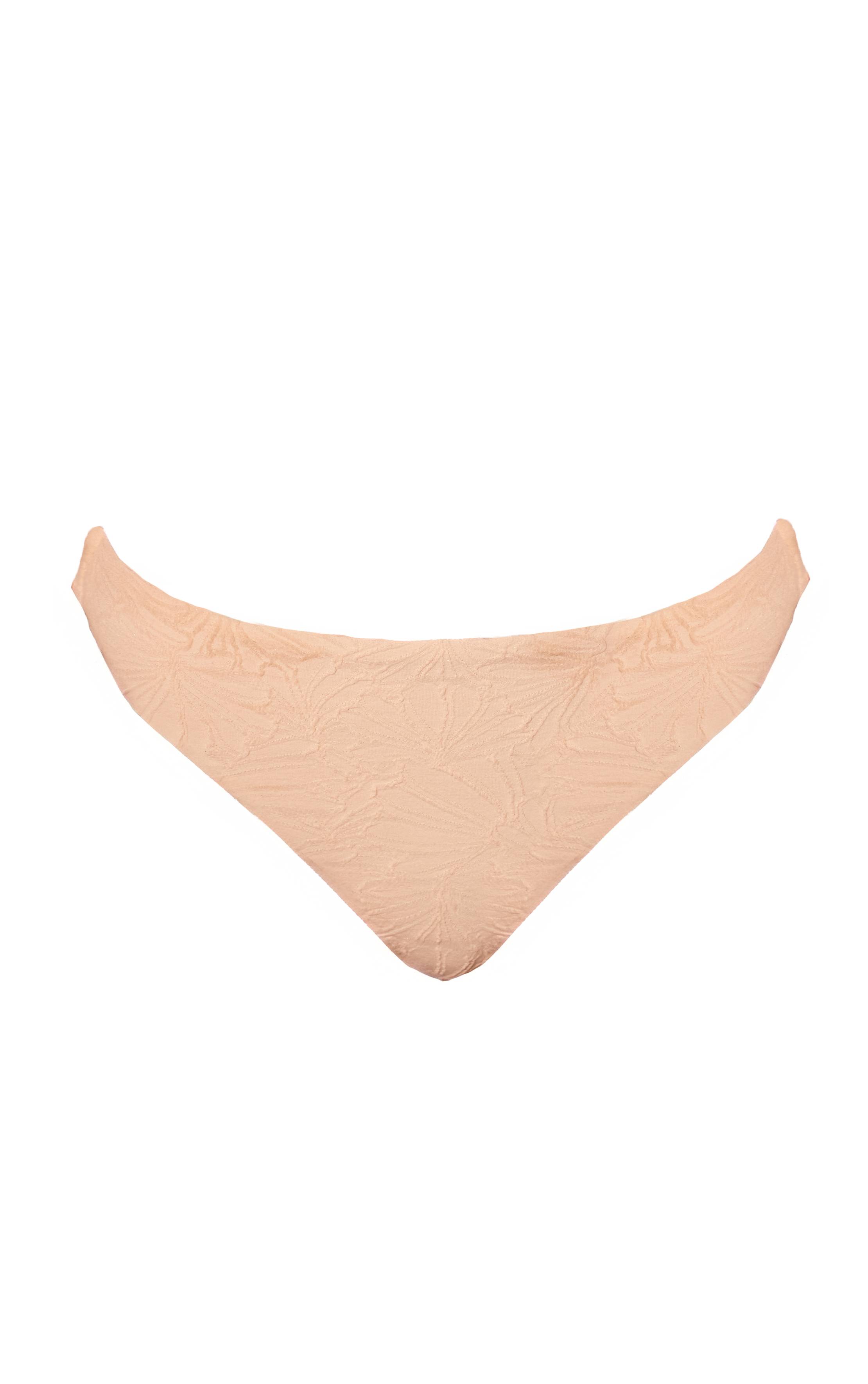 Crème Bas De Bikini Tanga Taille Haute Texturé Pour La Natation