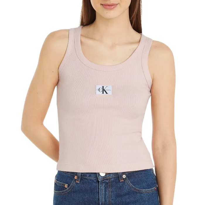 Calvin Klein Woven Label Rib Tanktop Dames