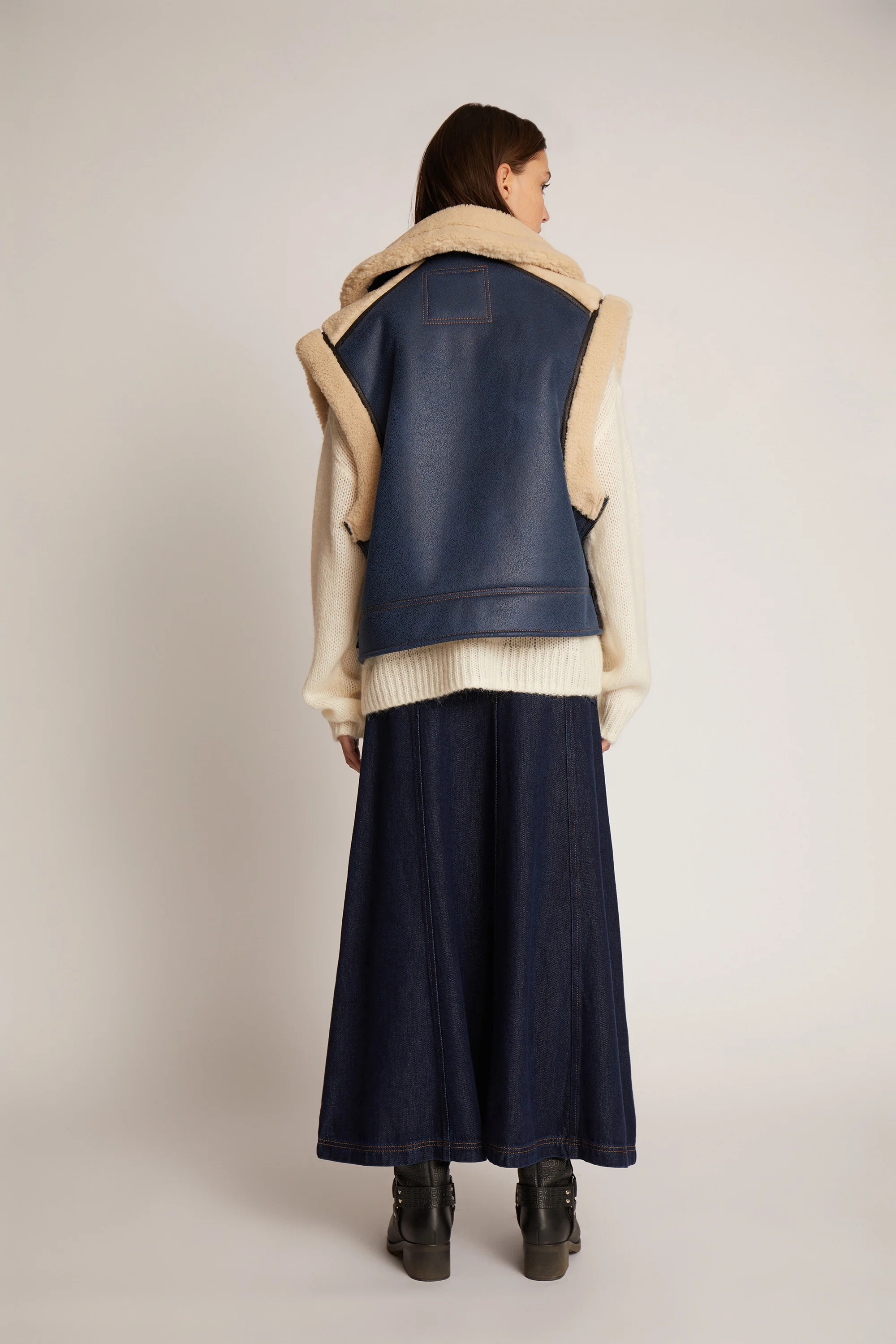 MUNTHE  Tuppa vest - blå/creme