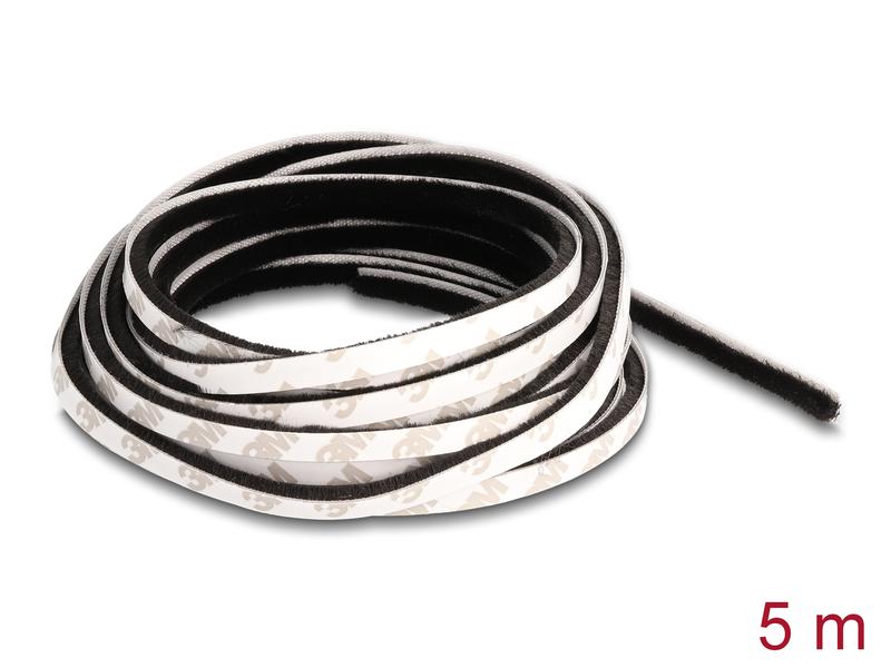 Delock Bürstenstreifen selbstklebend schwarz, 5mm - 5m Delock Bürstenstreifen selbstklebend 5 mm – Länge 5 m schwarz