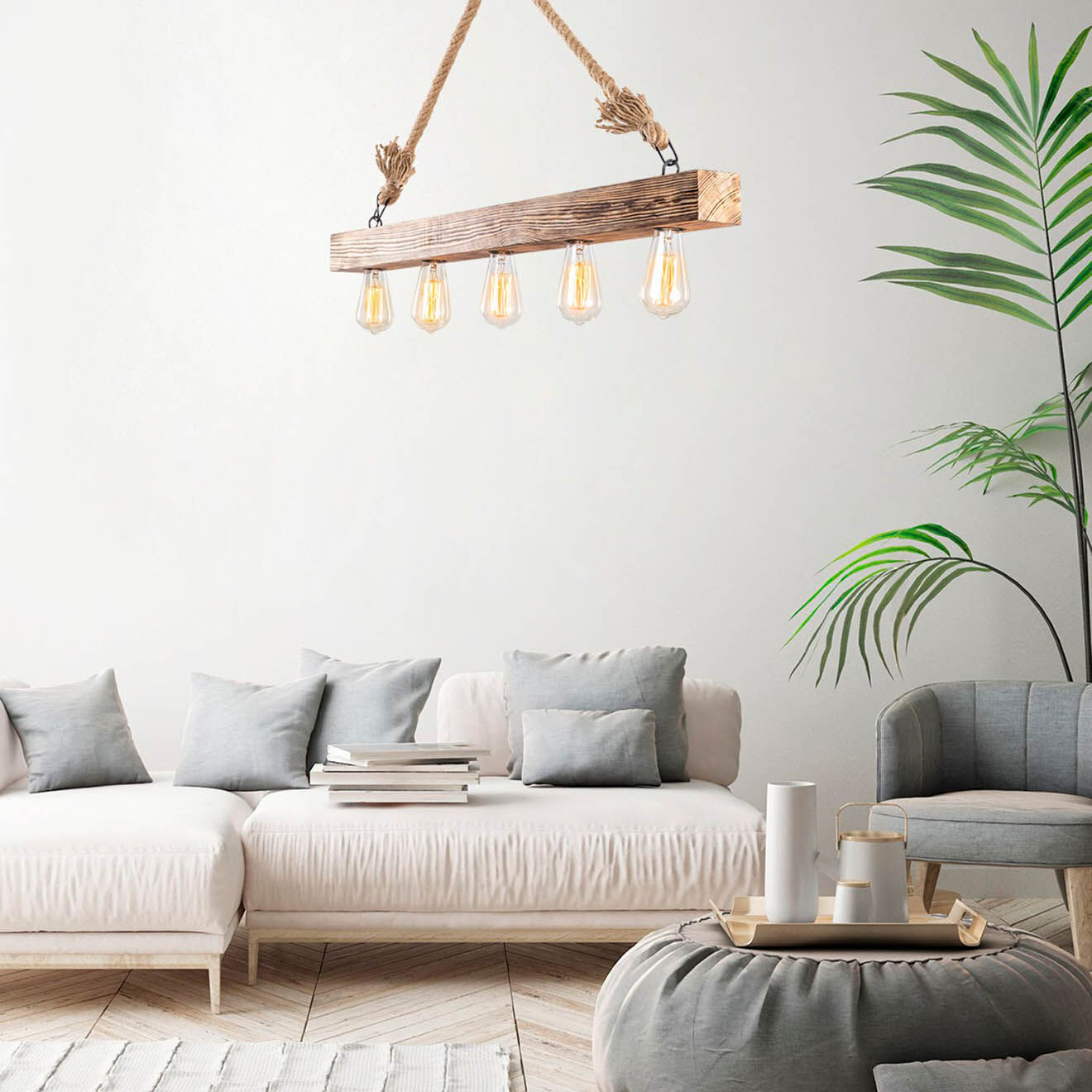 Opviq Lustre Erebos bois - 100x7x53 cm