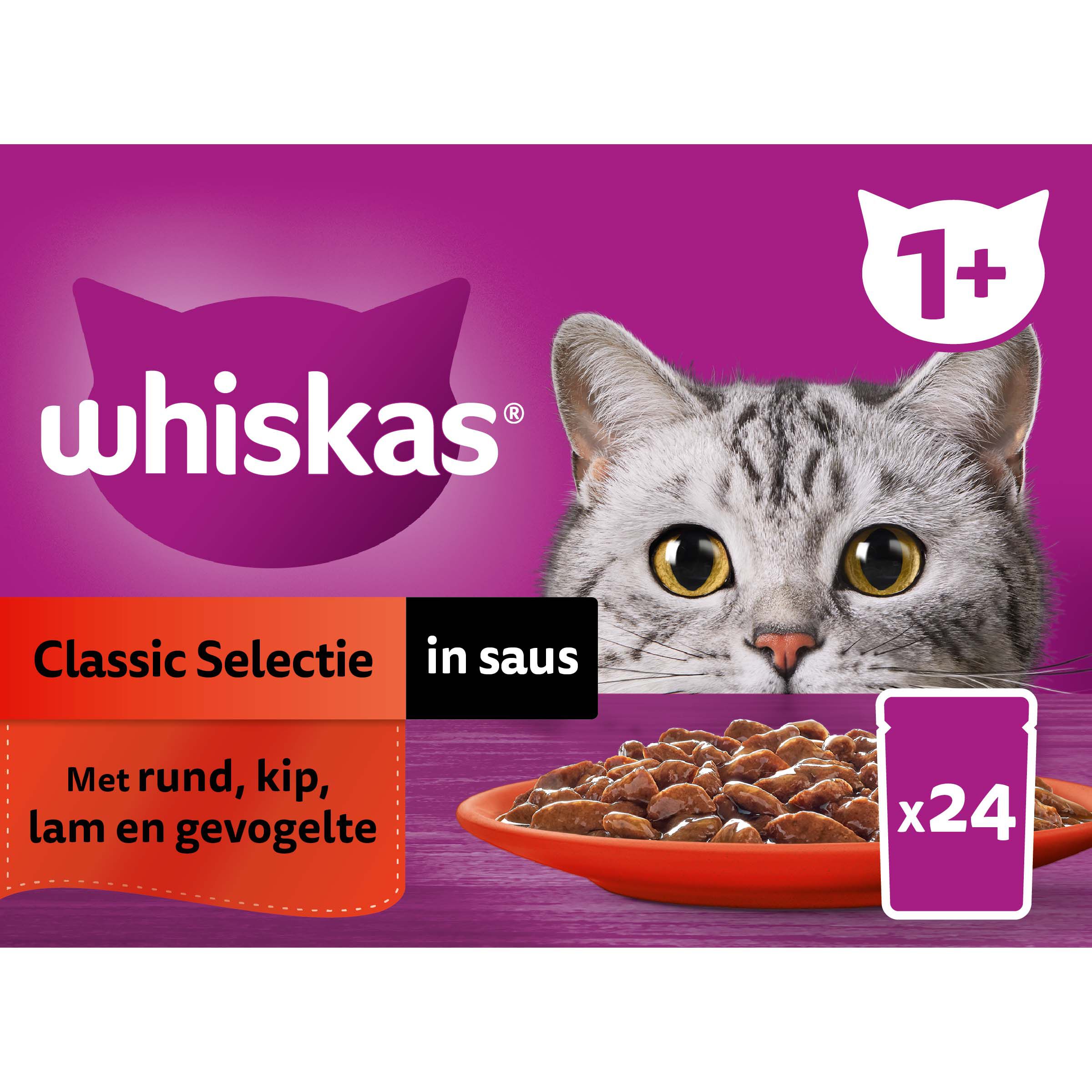 Whiskas  1  Classic Selectie in saus - Kattenvoer - 24x85 gram - 2040 Gram - saus