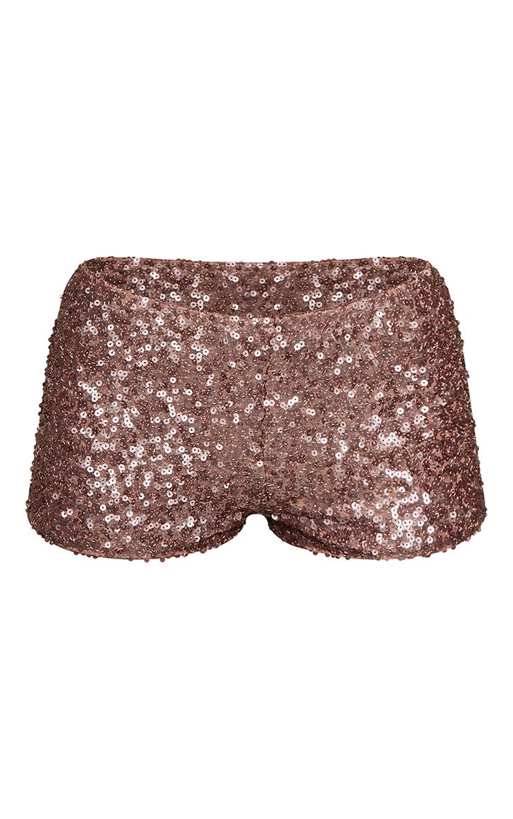 Chocolat Ensemble Coordonné Short À Paillettes