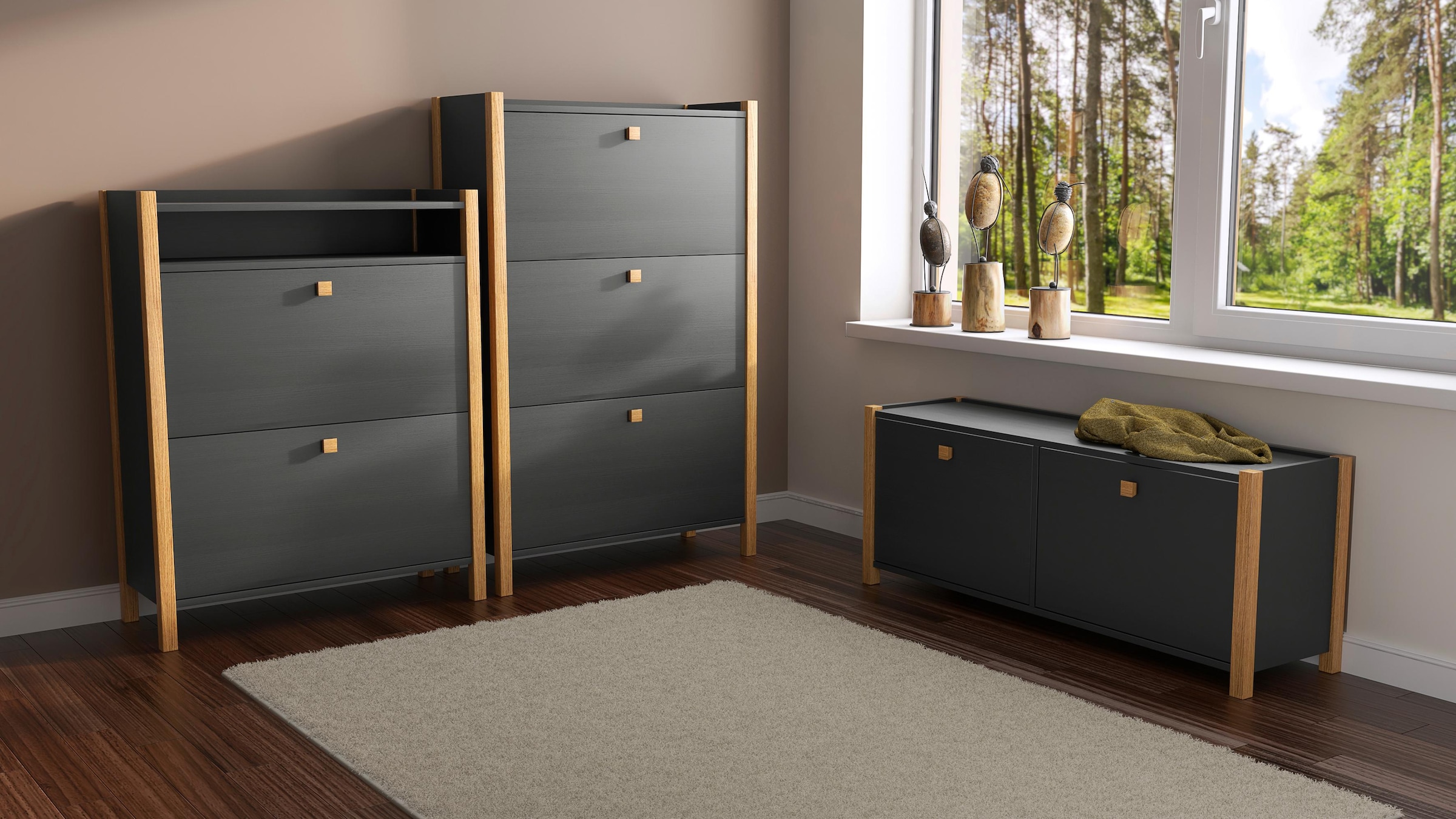 Woodman Schuhbank »Charis« im skandinavian Design, Holzfurnier aus Eiche, FSC®-zertifiziert