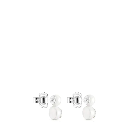 Brincos Icon Pearl em Prata com Duas Pérolas