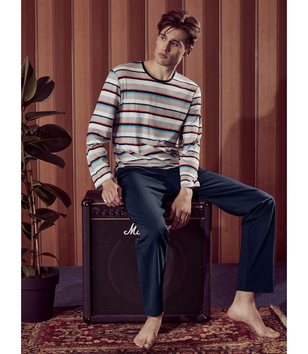 Pyjama tenue d'intérieur pantalon top manches longues Mars Lisca Men