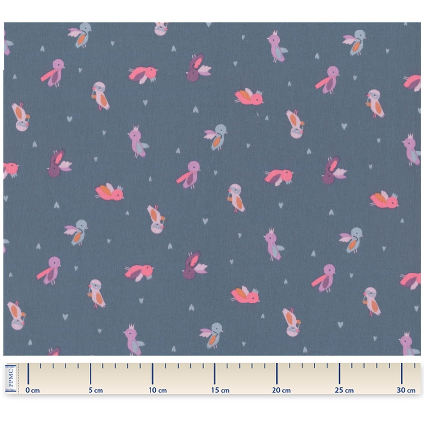 Tissu Coton Au Mètre Ex2475 Pioupiou Cœur Bleu
