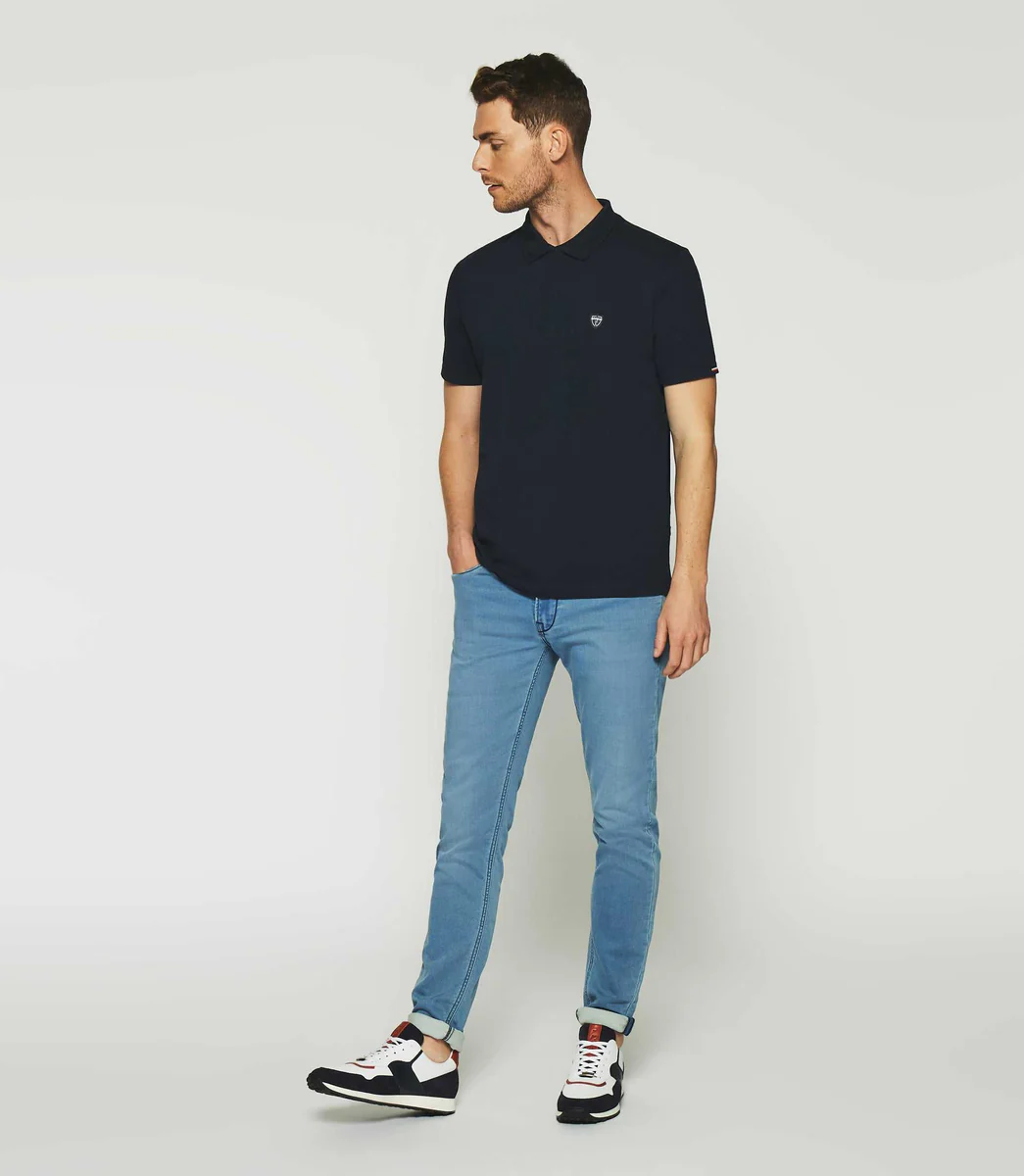 Polo uni marine manches courtes GREGORY