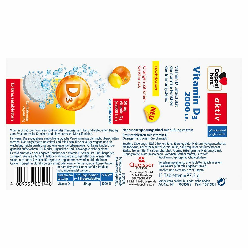 Doppelherz Vitamin D3 2000 I.E. Brausetabletten