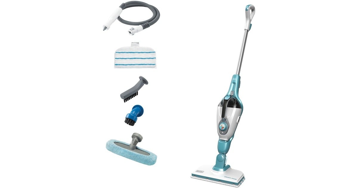 BLACK+DECKERFSMH1321 1600W Steam-mop met 6 accessoires stoomreiniger  (Wit/blauwgrijs)