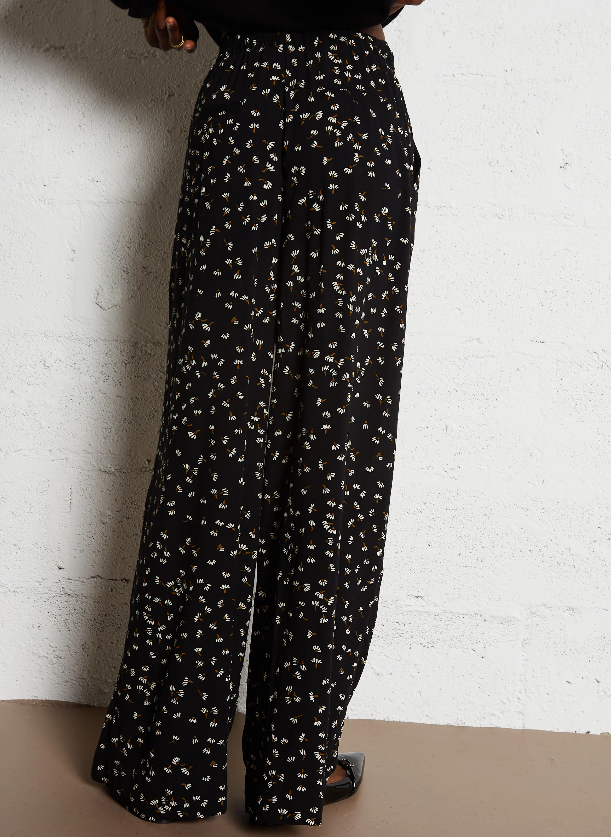 VALBERT - Pantalon large imprimé | Noir