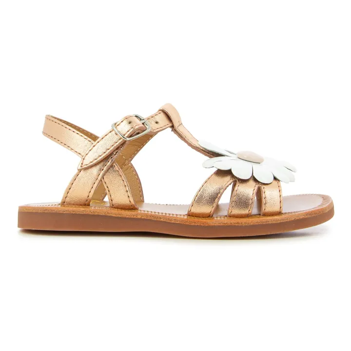 Pom d'Api Sandales Plagette Big Flo | Or rose