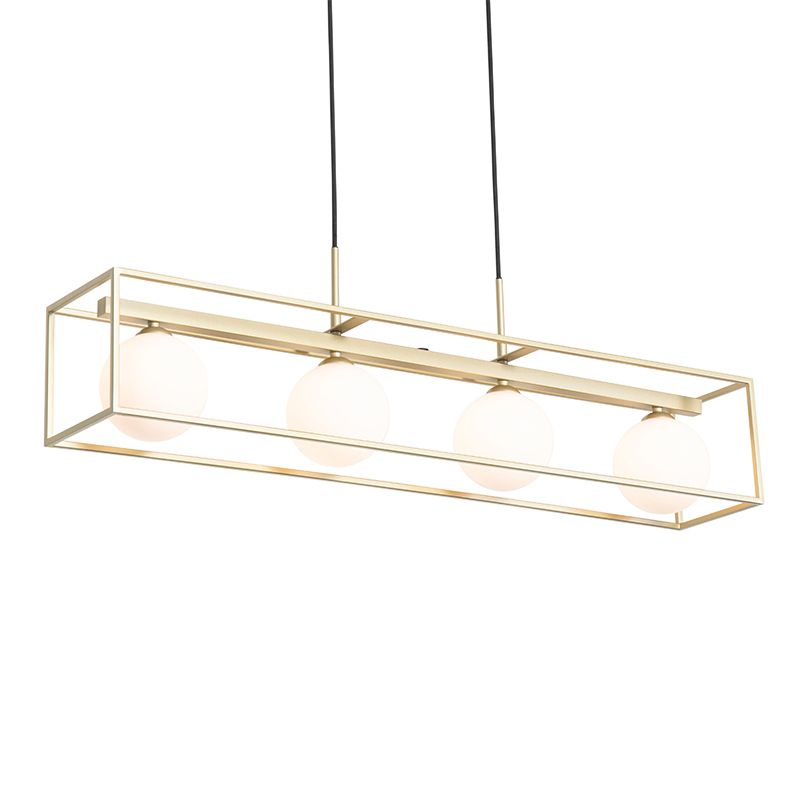 Design hanglamp goud met wit glas 4-lichts - Aniek