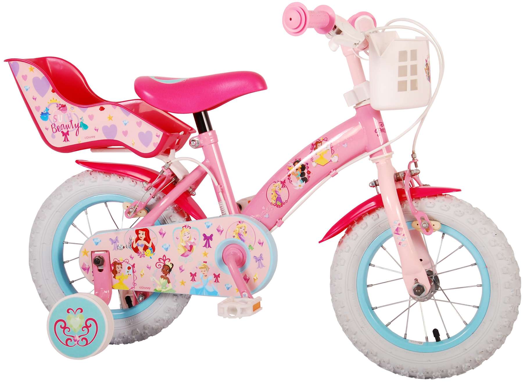 Kinderfahrrad Disney Princess für Mädchen 12 Zoll Kinderrad in Rosa
