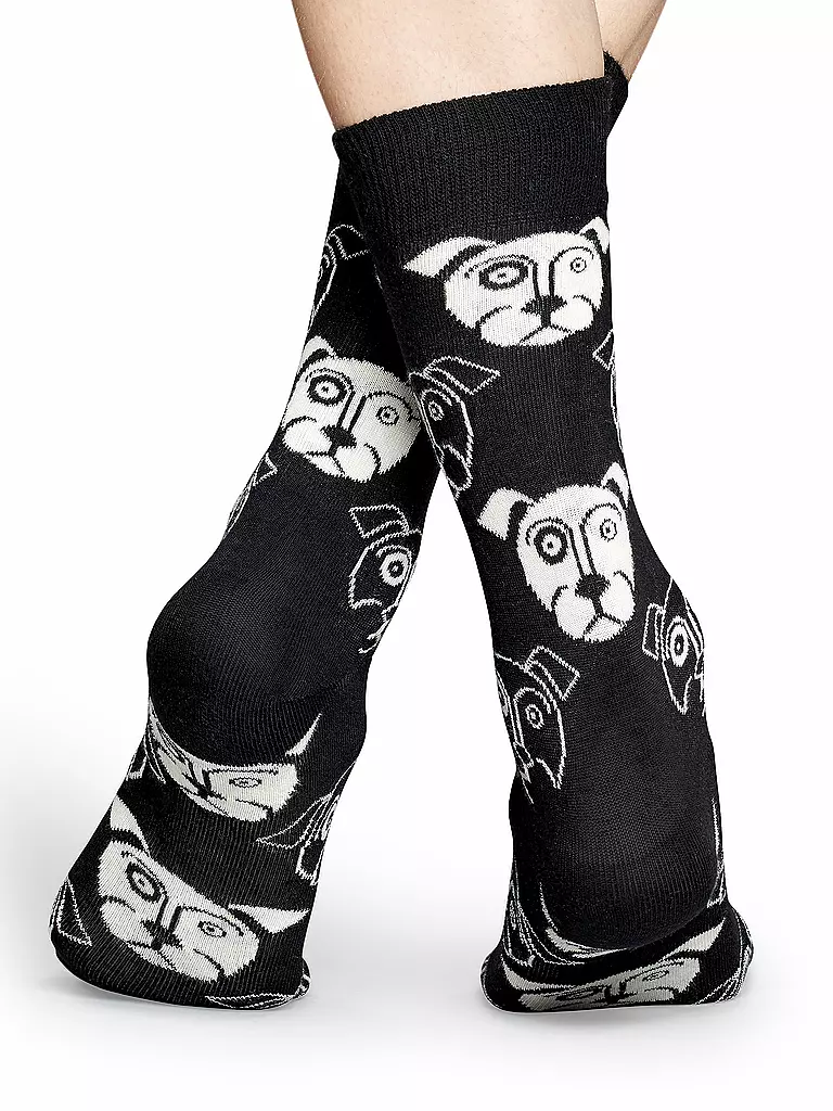 HAPPY SOCKS Herren Socken DOG 41-46 black/white schwarz
