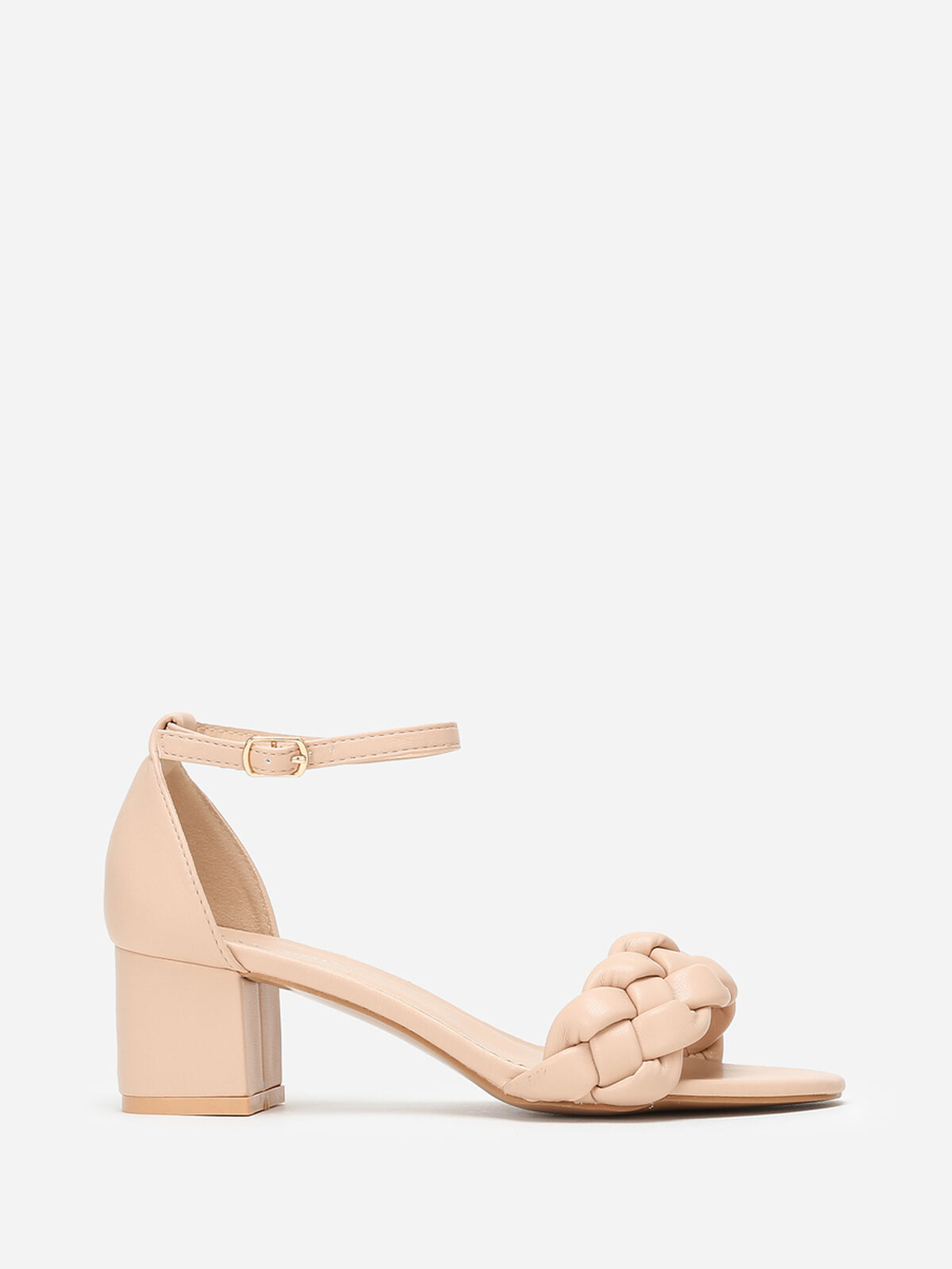 Sandales en simili à bride tressée- Beige