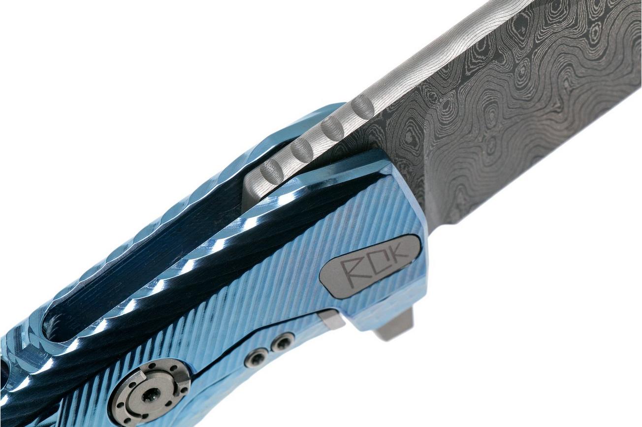 LionSteel ROK Damascus Blue Titanium ROK DD BL zakmes
