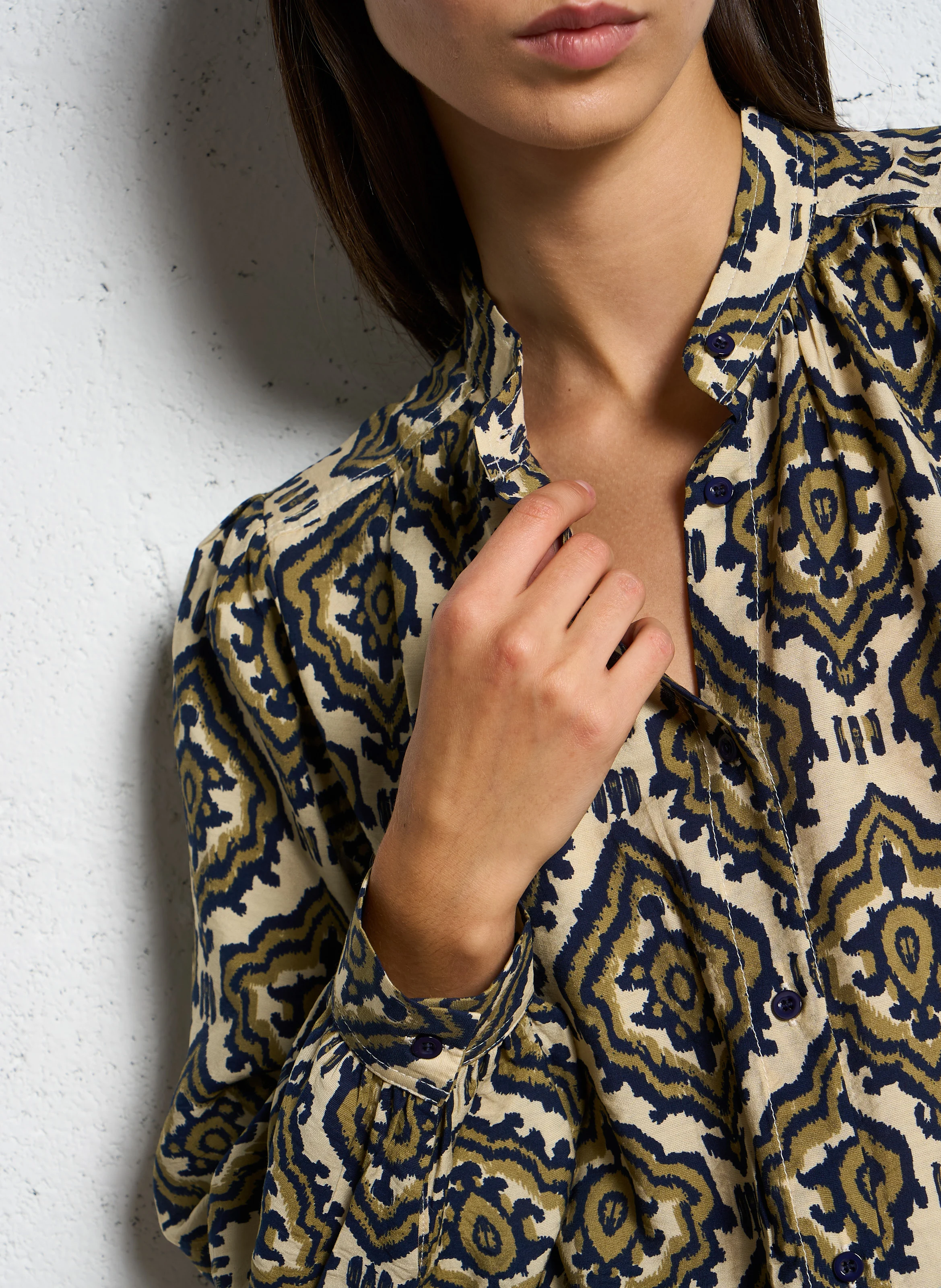 Chemise droite col mao| Multicolore