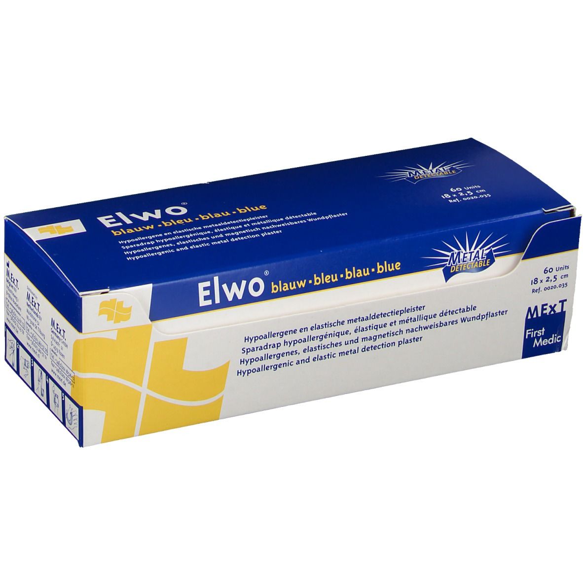 Elwo® elastisches und hypoallergenes Wundpflaster Blau 18 x 2,5 cm